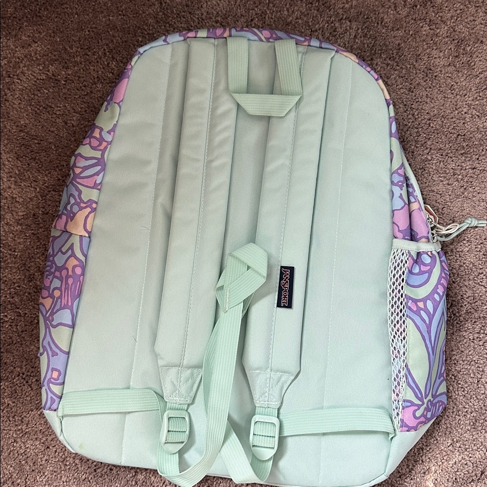 JanSport Mint and Pastel Pattern Backpack - Picture 2 of 5